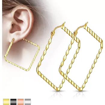 Náušnice Náušnice z oceli 316L - čtverce s diagonálními vroubky, různé barvy, IP povrchová úprava - Barva: Měděná