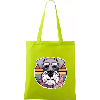 Knírač - fenka a květiny - Taška bavlněná - 42 x 38 cm ( Limetková )