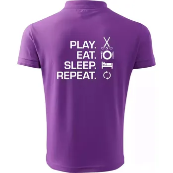 Pánská košile Play eat sleep repeat pozemní hokej - Polokošile pánská Pique Polo 203 - XL ( Fialová )
