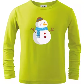 Dětská móda Sněhulák se šálou - Triko dětské Long Sleeve - 122 cm/6 let ( Limetková )