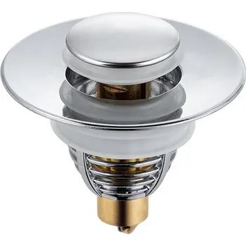 Sifon Zátka umyvadlová bez přepadu automatická, klik-klak kulatý Focus Sanitar stříbrná