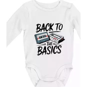 Back to the basics 90s - Body kojenecké s dlouhým rukávem - Dlouhý r. 3-6 měs ( Bílá )