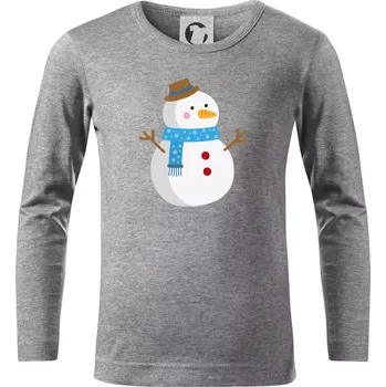 Chlapecké tričko Sněhulák se šálou - Triko dětské Long Sleeve - 104-110cm / 3-4 roky ( Tmavě šedý melír )