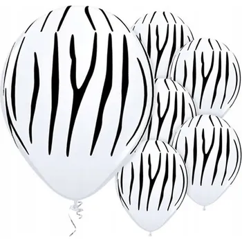 Balónek Balónky s potiskem, latexové, 30 cm Zebra Pastel Pure White - 6 kusů