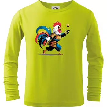 Dětská móda Petanque kohout - Triko dětské Long Sleeve - 104-110cm / 3-4 roky ( Limetková )