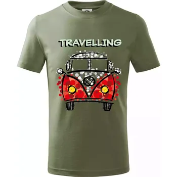 Traveling kreslene auto (lulu_art) - Tričko dětské bavlněné - 104-110cm / 3-4 roky ( Khaki )