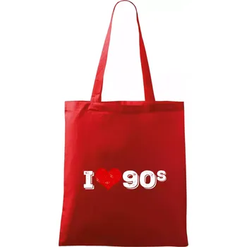 I love 90s - Taška bavlněná - 42 x 38 cm ( Červená )