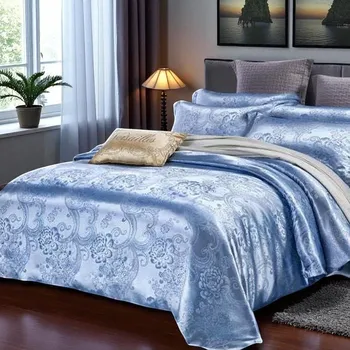 Povlečení Saténové povlečení GORA BLUE 3-dílná sada 140x200 cm