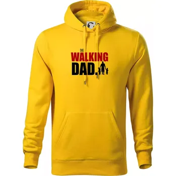 Pánská mikina The walking dad tři děti - Mikina pánská Cape s kapucí - M ( Žlutá )