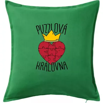 Polštář Puzzlová královna - Polštář 50x50 - 50x50 - Pouze potah ( Středně zelená )