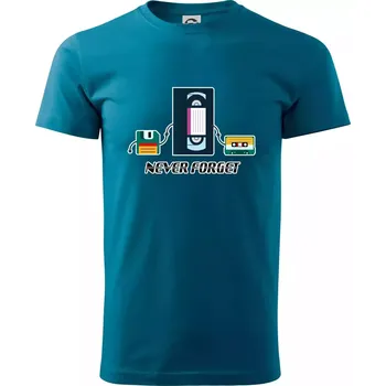 Never forget 90s - Klasické pánské triko vyšší gramáže - M ( Petrolejová )