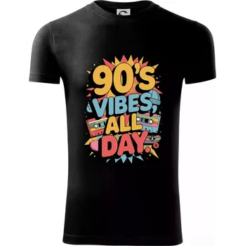 Pánské oblečení 90s vibes all day - Viper FIT - Pánské zůžené tričko - 3XL ( Černá )