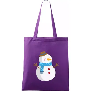 Sněhulák se šálou - Taška bavlněná - 42 x 38 cm ( Fialová )