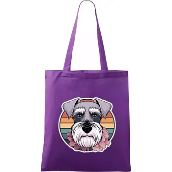 Knírač - fenka a květiny - Taška bavlněná - 42 x 38 cm ( Fialová )