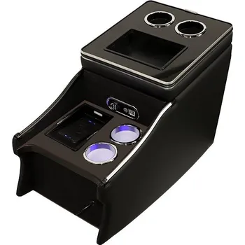 Multifunkční středová konzole pro Mercedes Vito W447 2014- s úložným prostorem, USB, indukční nabíjení, 12V podsvícená, černá/chrom