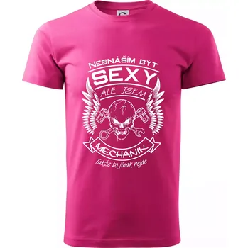 Pánské tričko Nesnáším být sexy - mechanik - Klasické pánské triko vyšší gramáže - S ( Purpurová )