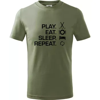 Play eat sleep repeat pozemní hokej - Tričko dětské bavlněné - 104-110cm / 3-4 roky ( Khaki )