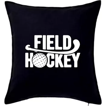 Polštář Field hockey míček a nápis - Polštář 50x50 - 50x50 - Pouze potah ( Černá )