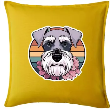 Polštář Knírač - fenka a květiny - Polštář 50x50 - 50x50 - Pouze potah ( Žlutá )