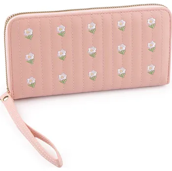Peněženka Dámská peněženka vyšívaná 10x19 cm pudrová 1 ks