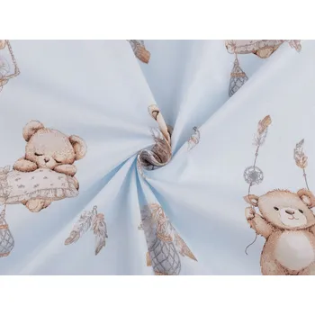 Bavlněná látka / plátno medvídek modrá ledová 1 m