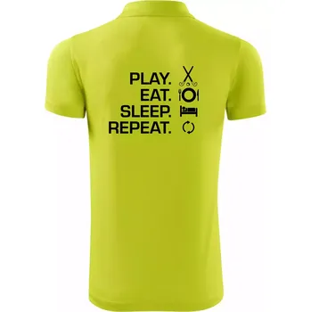 Pánská košile Play eat sleep repeat pozemní hokej - Polokošile Victory sportovní (dresovina) - S ( Limetková )