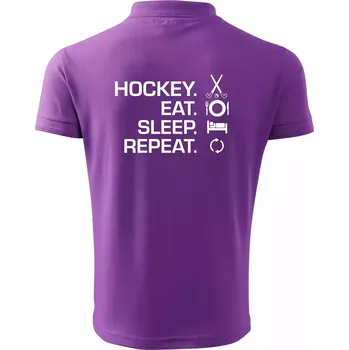 Pánská košile Pozemní hokej eat sleep repeat - Polokošile pánská Pique Polo 203 - 5XL ( Fialová )