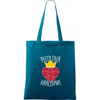 Puzzlová královna - Taška bavlněná - 42 x 38 cm ( Petrolejová )