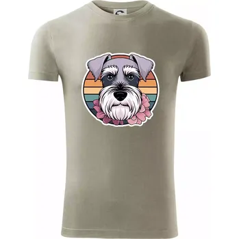 Pánské tričko Knírač - fenka a květiny - Viper FIT - Pánské zůžené tričko - S ( Light khaki )