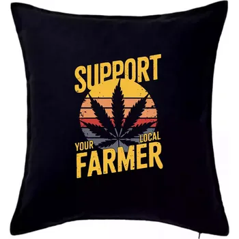 Polštář Marihuana - Support local farmer - Polštář 50x50 - 50x50 - Pouze potah ( Černá )