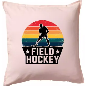 Polštář Field hockey vintage kruh - Polštář 50x50 - 50x50 - Pouze potah ( Světle růžová )
