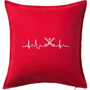 Polštář Pozemní hokej ekg - hokejky - Polštář 50x50 - 50x50 - Pouze potah ( Červená )