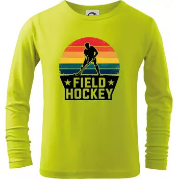 Dětská móda Field hockey vintage kruh - Triko dětské Long Sleeve - 146 cm/10 let ( Limetková )