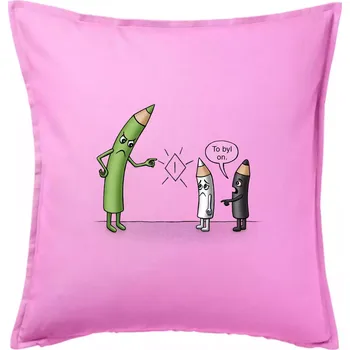 Polštář Pastelky - kdo to byl? (Hana-creative) - Polštář 50x50 - 50x50 - Pouze potah ( Růžová )