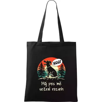 Nákupní taška Můj pes mně sežral rozvrh - Taška bavlněná - 42 x 38 cm ( Černá )