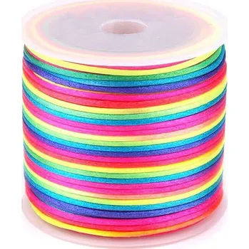 Saténová šňůra Ø1 mm duhová žlutá 1 ks