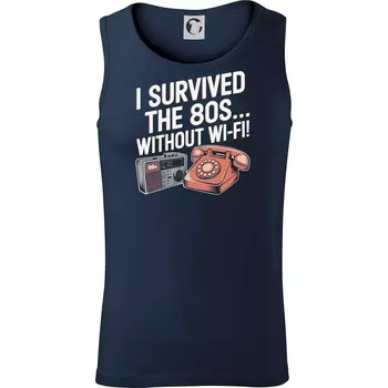 I survived the 80s without WI-FI - Tílko pánské Core - L ( Námořní modrá (velmi tmavá - téměř černá) )
