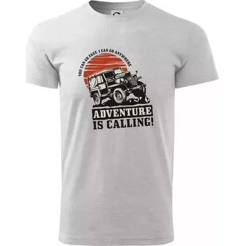 Pánské tričko Adventure is calling 4x4 - Triko extra velké (5-8XL) - 6XL ( Světlešedý Melír )