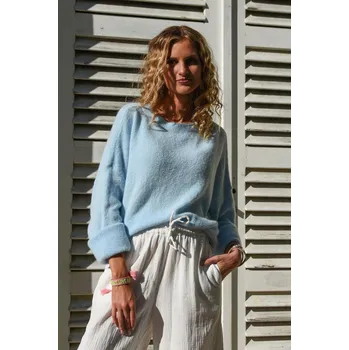 Dámský svetr PECA del SOL SVĚTLE MODRÝ SVETR ALPAKA PECA del SOL modrá one size