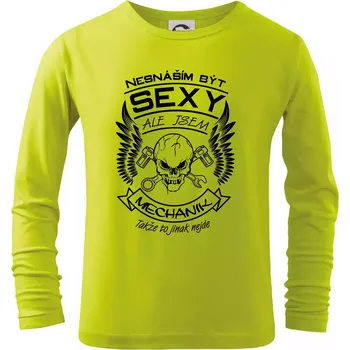 Chlapecké oblečení Nesnáším být sexy - mechanik - Triko dětské Long Sleeve - 158 cm/12 let ( Limetková )