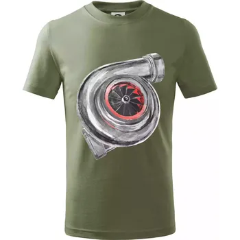 Turbo olejomalba - Tričko dětské bavlněné - 146 cm/10 let ( Khaki )