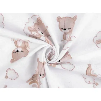 Bavlněný flanel medvídek, barva 1 (280) bílá