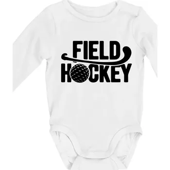 Field hockey míček a nápis - Body kojenecké s dlouhým rukávem - Dlouhý r. do 3 měs ( Bílá )