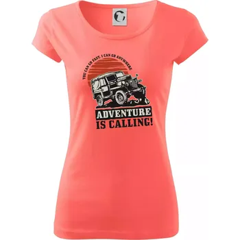 Dámské tričko Adventure is calling 4x4 - Dámské triko Pure - S ( Korálová )
