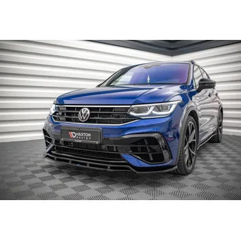 Karosérie Maxton Design spoiler pod přední nárazník pro Volkswagen Tiguan Mk2 R-Line Facelift, černý lesklý plast ABS