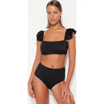 Dámské plavky Bikiny vrchní díl Trendyol Frilly Trendyol černá 2128308