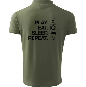 Pánská košile Play eat sleep repeat pozemní hokej - Polokošile pánská Pique Polo 203 - 4XL ( Khaki )