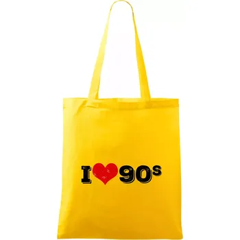 I love 90s - Taška bavlněná - 42 x 38 cm ( Žlutá )