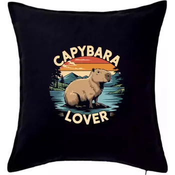Polštář Capybara lover vintage - Polštář 50x50 - 50x50 - Pouze potah ( Černá )