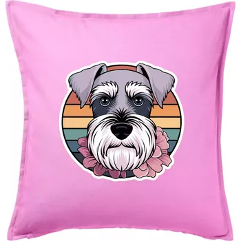 Polštář Knírač - fenka a květiny - Polštář 50x50 - 50x50 - Pouze potah ( Růžová )